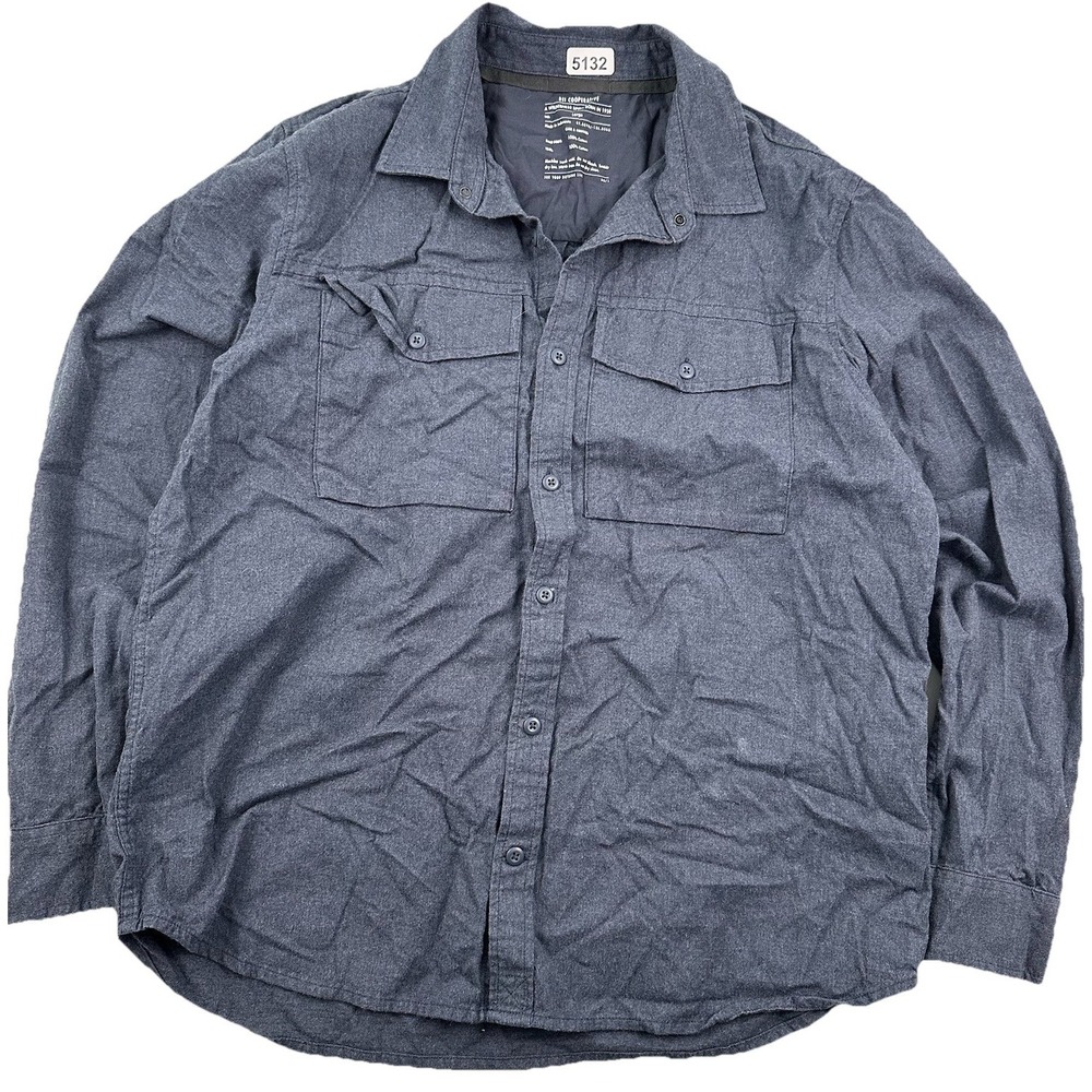 REI Cooperative Flannel Shirt Men Large Navy Blue Button Up Two Pockets Outdoor